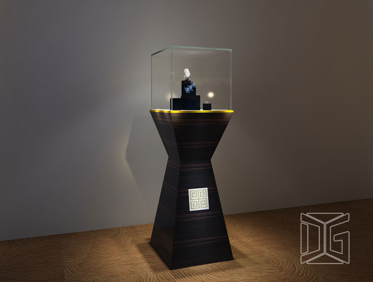 Black Wooden Jewelry Display Case With Led Light