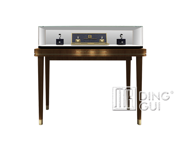 Black Sit Down Clear Glass Jewelry Display Case