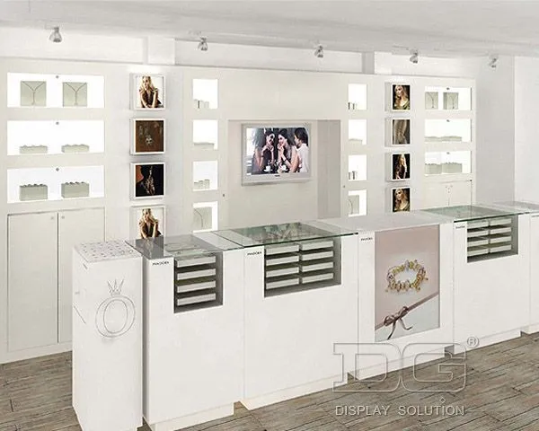 DG Showcase White Wooden Luxury Jewelry Display Cases Para sa Pandora 1