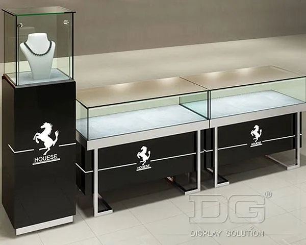 DG Showcase Custom Jewelry Display Showcase Black Baking Paint Glossy 1