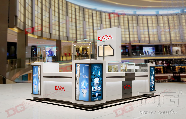 Custom Wood Glass Jewelry Display Kiosk