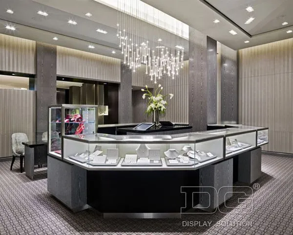 DG Showcase Brand Chain Ny Smykkeudstillingsmontre Træskab i Hærdet Glas med Klar 1