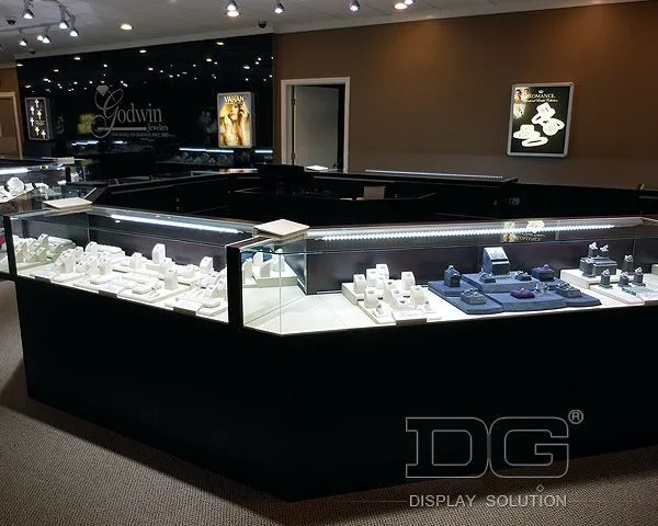 DG Showcase Black Jewellery Showcase Display Tempered Glass Design From China 1