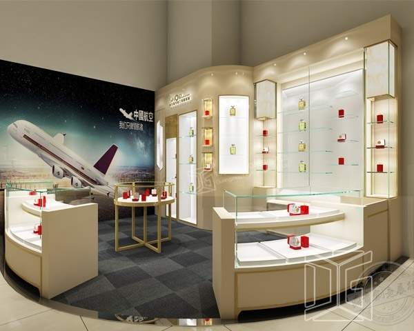 DG Showcase Creative Luxury Jewelry Showcase Shop Design Wood Tempered Glass Cabinet 1