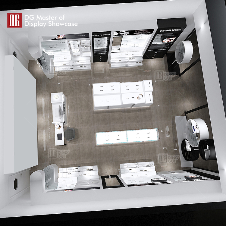 DG Showcase custom optical display case shop showcase designs latest arrival 12