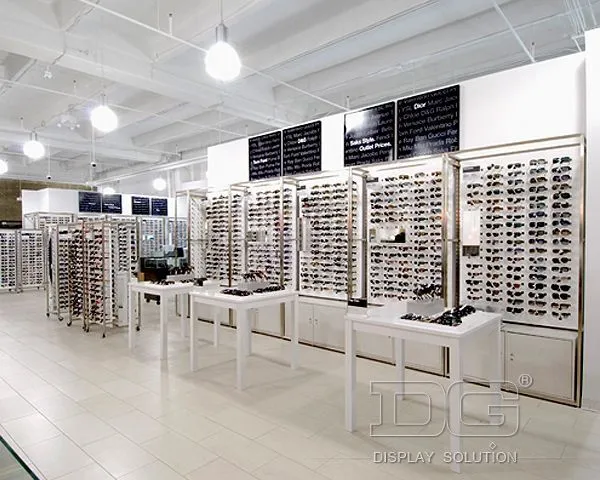 DG Showcase Tall Eyewear Display Rack Cusotom Showcase White Fashion Design 1