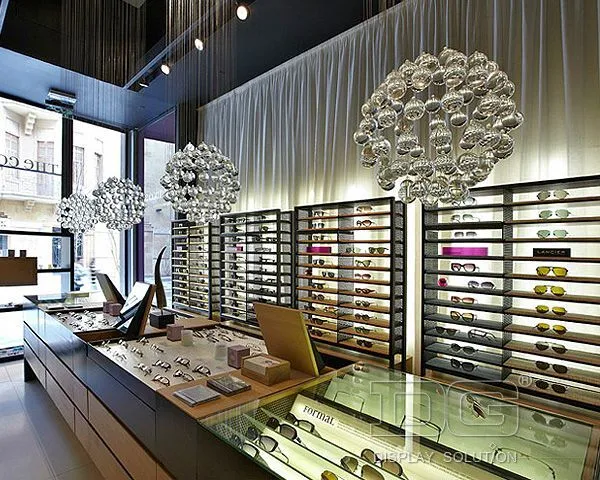 DG Showcase High End Wooden Optical Showcase Display Custom Sunglass Store Design 1