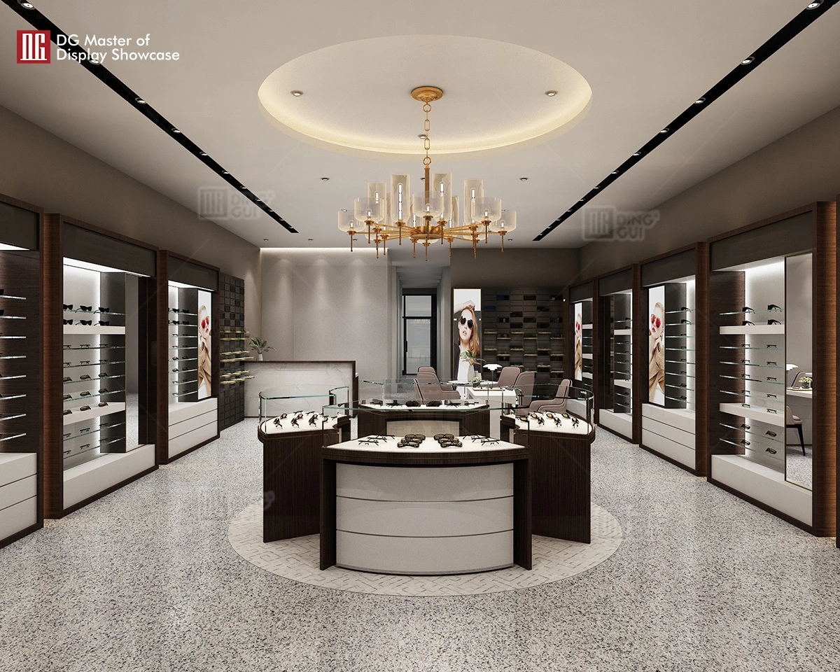 DG Showcase Luxuriosa Praestantissima Vitrina Optica Designata Vitri Aluminii cum Sera Supellex Lignea 1