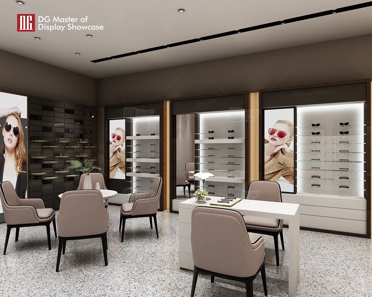 DG Showcase Luxuriosa Praestantissima Vitrina Optica Designata Vitri Aluminii cum Sera Supellex Lignea 9