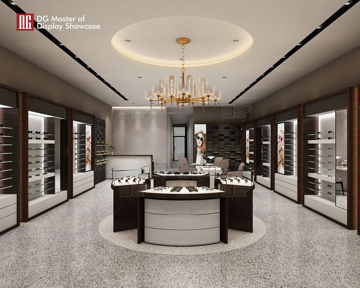 DG Showcase Luxuriosa Praestantissima Vitrina Optica Designata Vitri Aluminii cum Sera Supellex Lignea 6