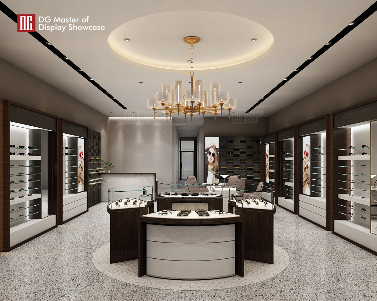 DG Showcase Luxuriosa Praestantissima Vitrina Optica Designata Vitri Aluminii cum Sera Supellex Lignea 8