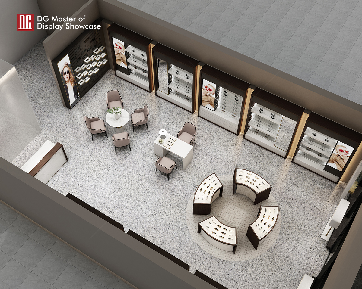 DG Showcase Luxuriosa Praestantissima Vitrina Optica Designata Vitri Aluminii cum Sera Supellex Lignea 10