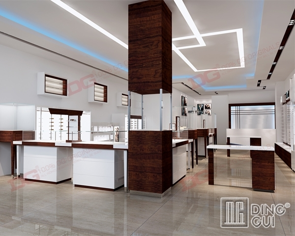 Γραφική βάση οπτικών επιτραπέζιων βιτρινών DG Showcase με φωτισμό 1