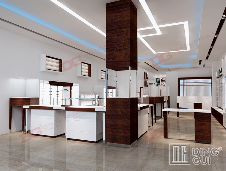 Γραφική βάση οπτικών επιτραπέζιων βιτρινών DG Showcase με φωτισμό 5