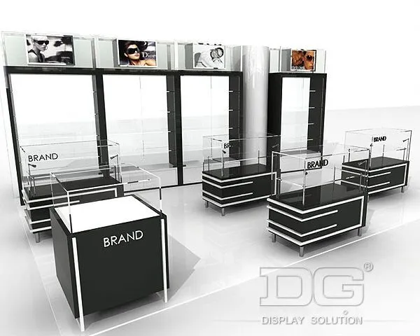 DG Showcase Luxury Wooden Eyeglass Display Showcase Optical Stands Black Design 1