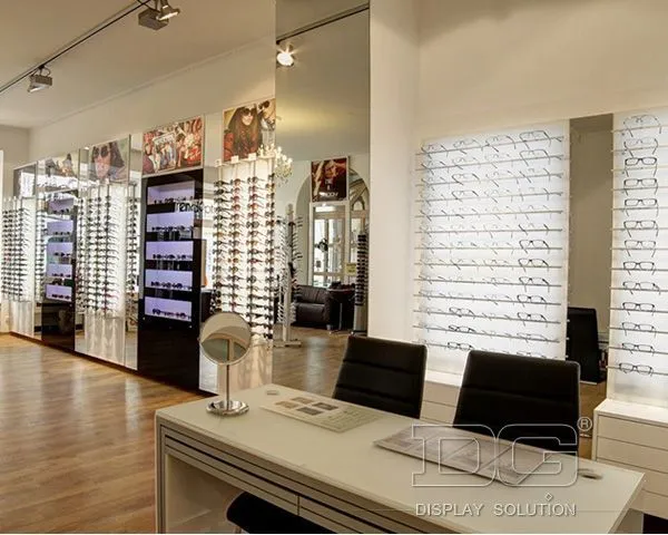 DG Showcase Wooden Sunglass Display Rack Optical Showcase White Tall Cabinets 1