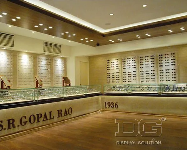 DG Showcase Rekaan Pameran Kaca Mata Tersuai Kes Paparan Optik Tersuai Tinggi 1