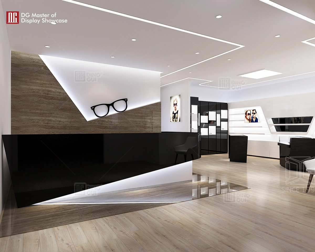 Vitrína DG Prispôsobené optické showroom sklenené vitríny s moderným dizajnom 1