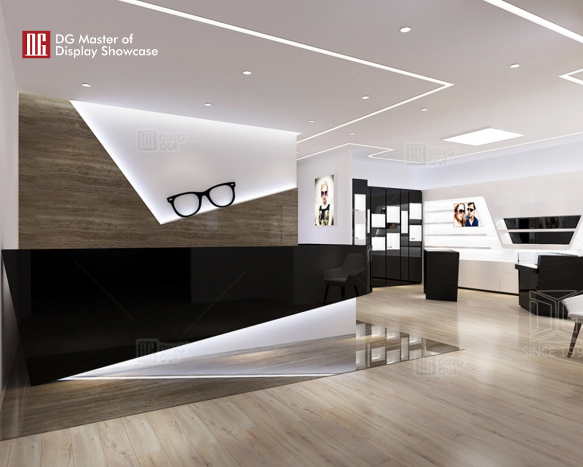 Vitrína DG Prispôsobené optické showroom sklenené vitríny s moderným dizajnom 6