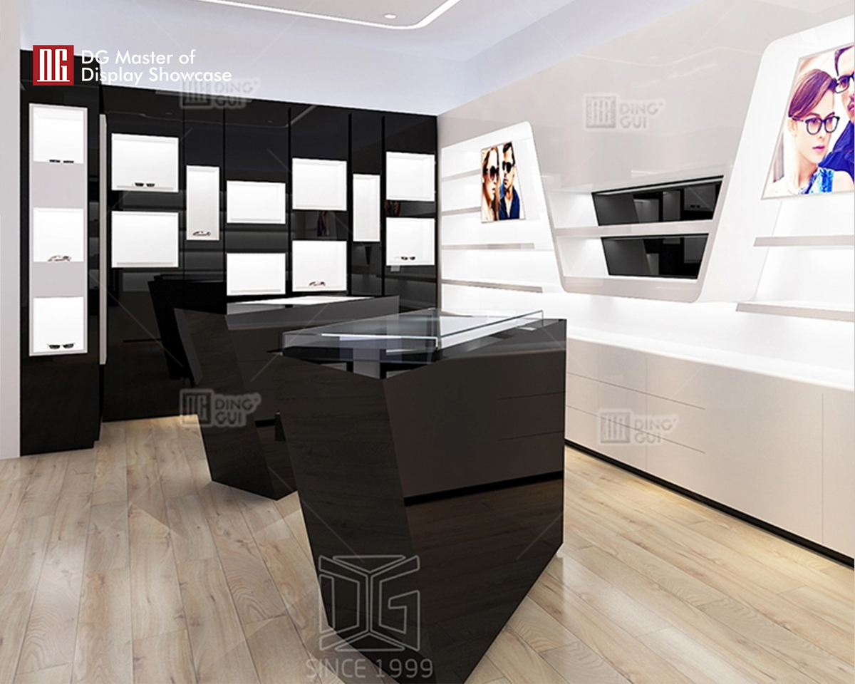 Vitrína DG Prispôsobené optické showroom sklenené vitríny s moderným dizajnom 8