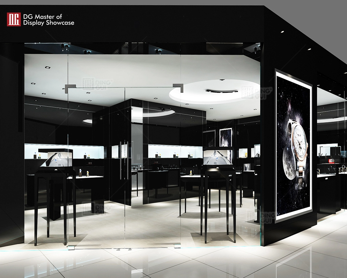 DG Showcase Fancy modern optical display showcase luxury shop wood glass cases 1