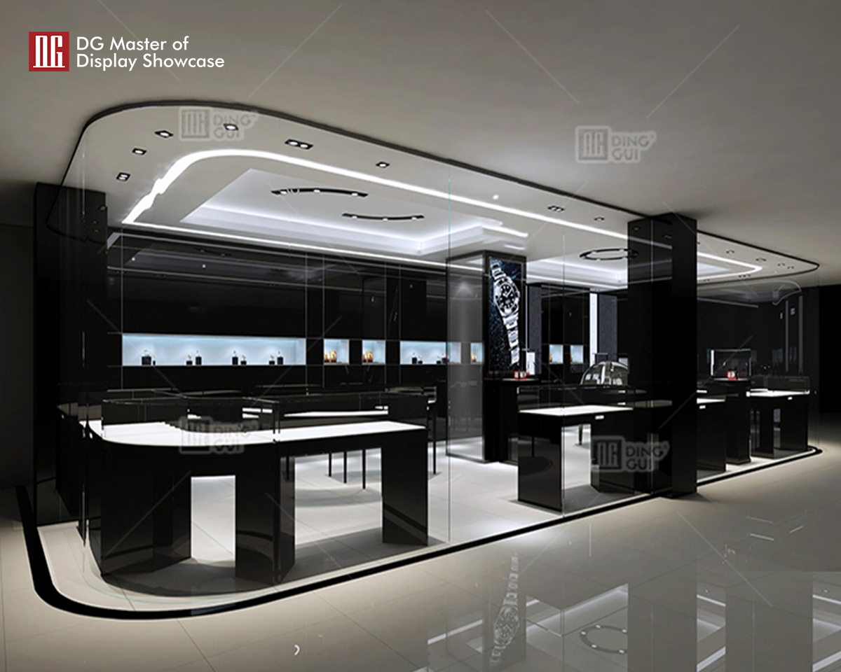 DG Showcase Fancy modern optical display showcase luxury shop wood glass cases 7