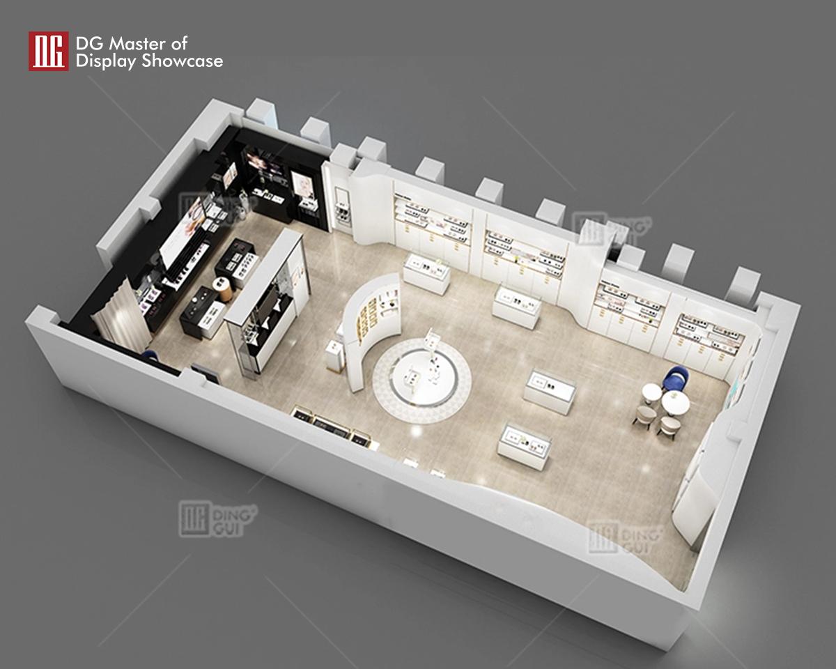 DG Showcase Brugerdefineret Bordplade Optisk Butik Showcase Indretning Elegant Design 11