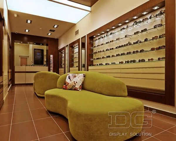 DG Showcase Custom Eyeglasses Cabinet Optical Showcase Wooden Tempered Glass 1