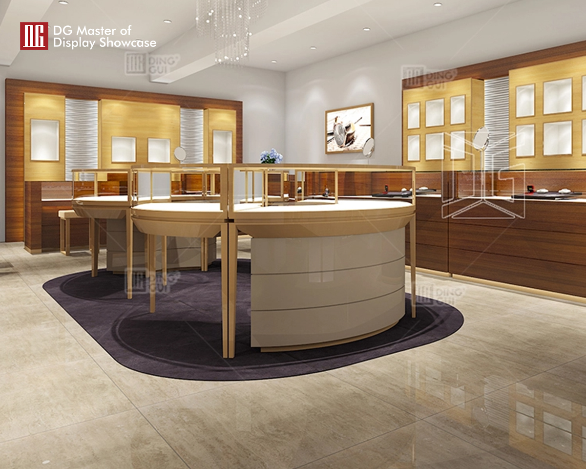 DG Showcase luxury optical store cabinet gold display showcase counter customizable 9