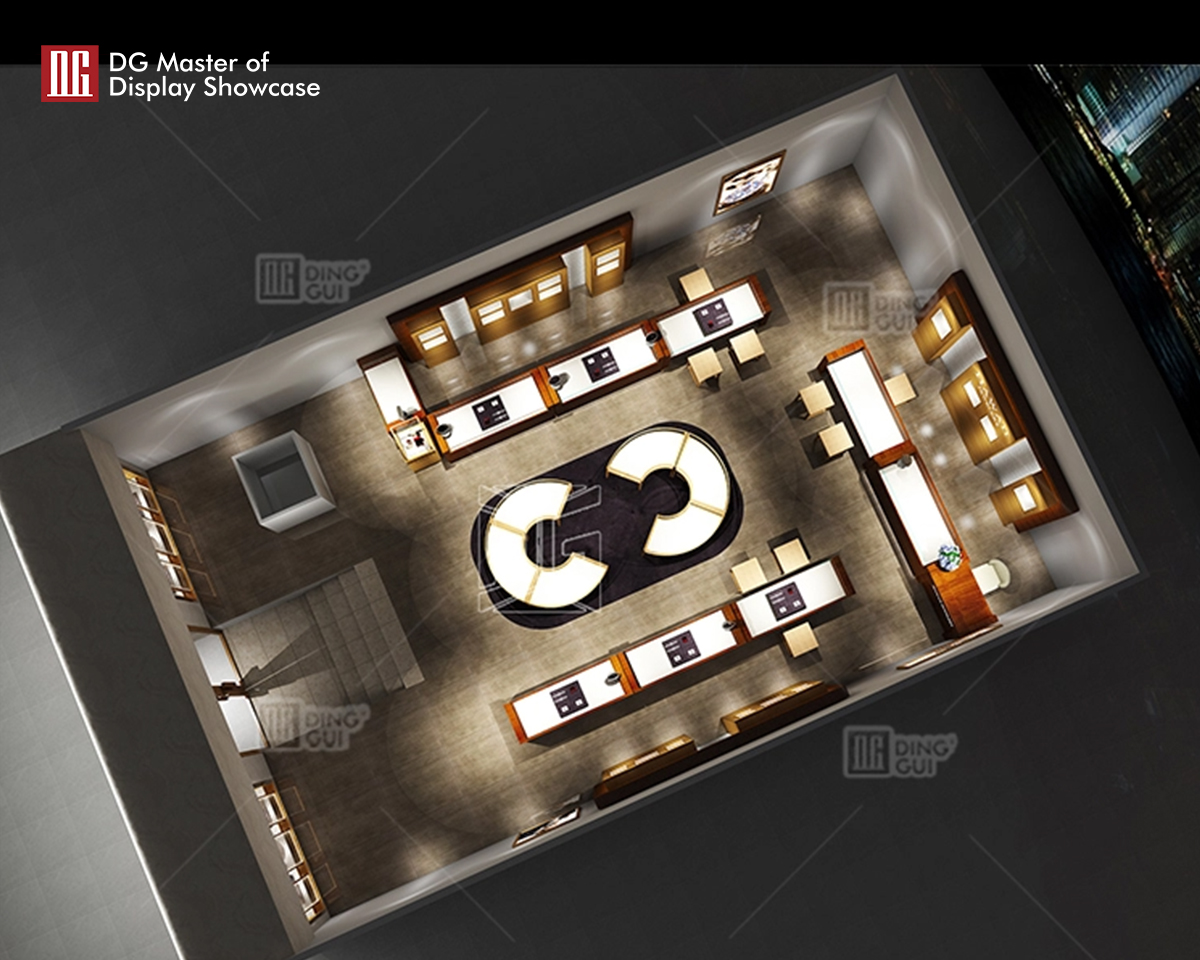 DG Showcase luxury optical store cabinet gold display showcase counter customizable 11