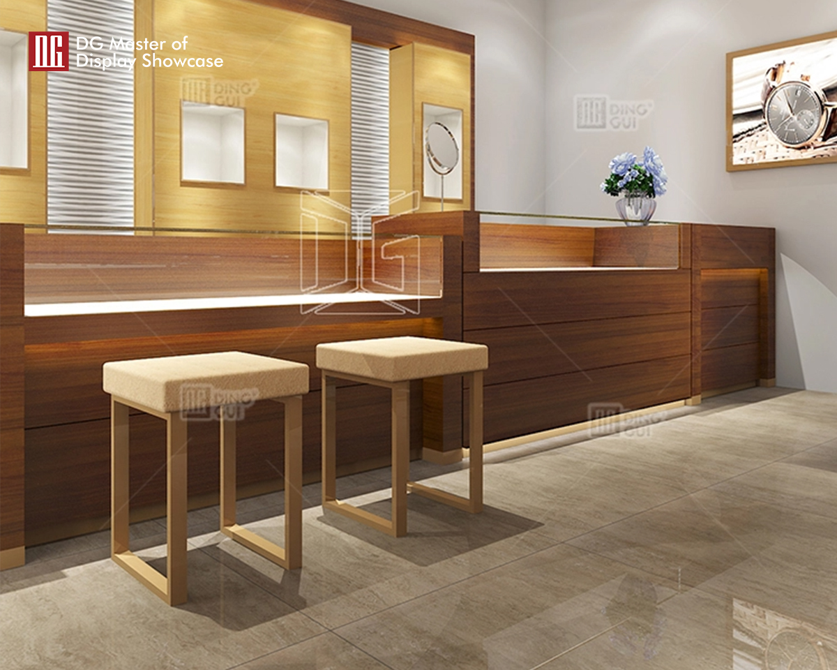 DG Showcase luxury optical store cabinet gold display showcase counter customizable 8