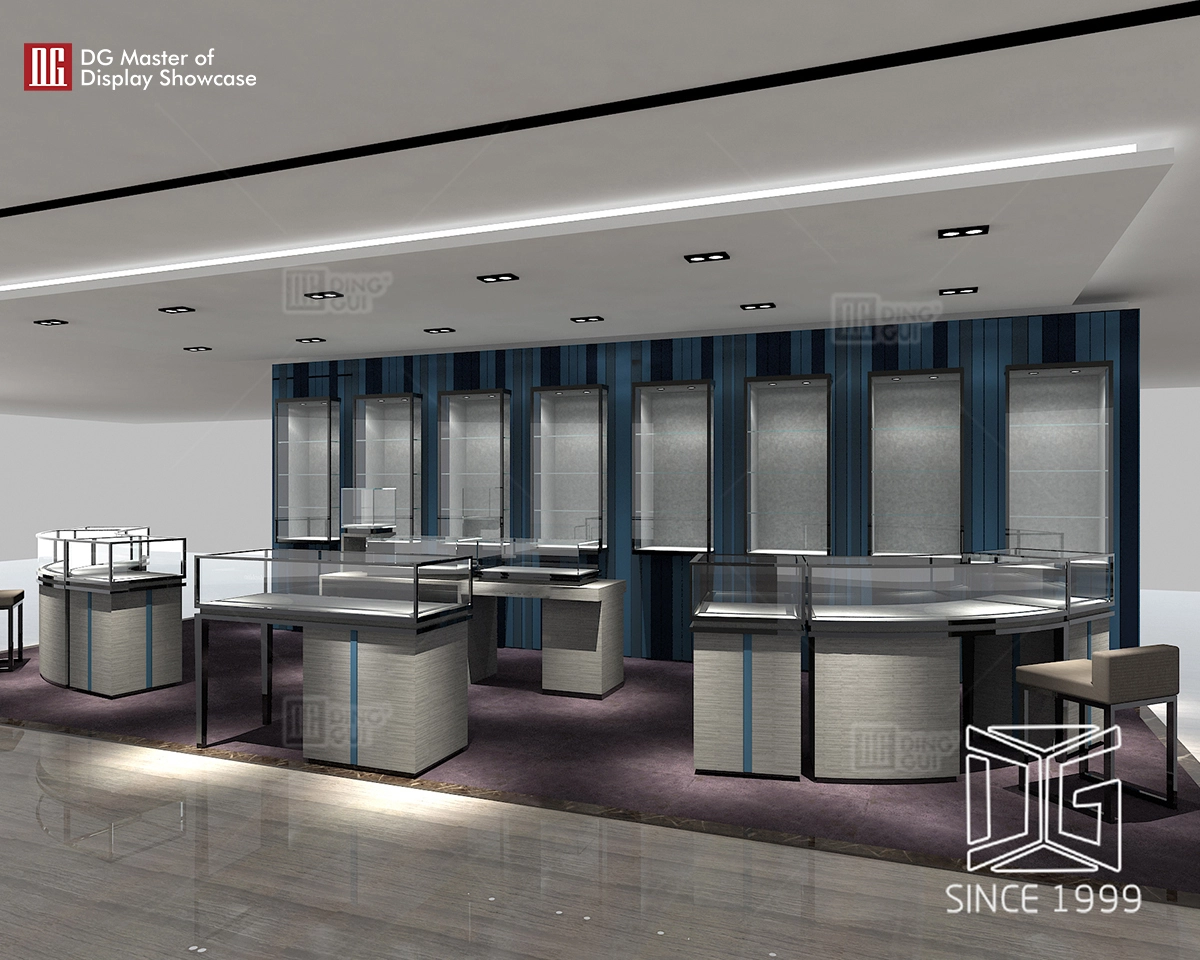 DG Showcase Reka bentuk kaunter kedai optik baharu mempamerkan kabinet kaca paparan 1