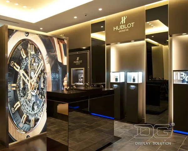 DG Showcase Προσαρμοσμένη βιτρίνα ρολογιών από ξύλο, γυάλινη βιτρίνα, εσωτερική διακόσμηση 1