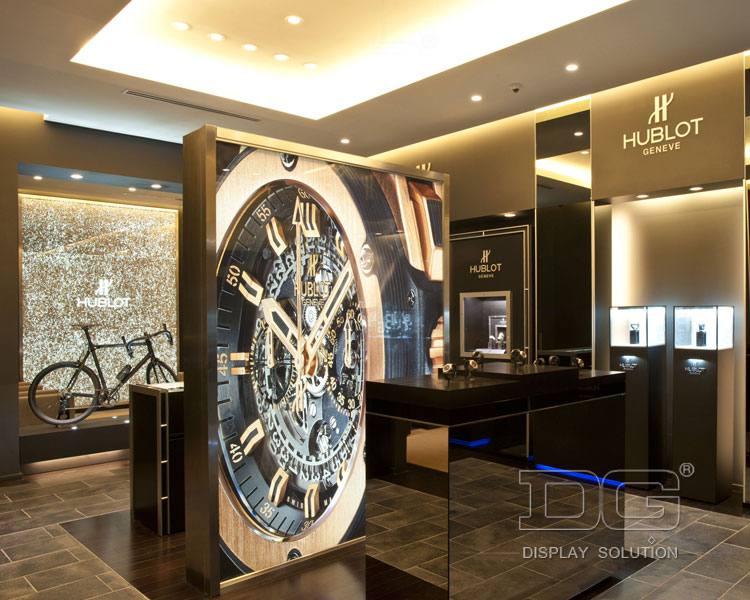 DG Showcase Προσαρμοσμένη βιτρίνα ρολογιών από ξύλο, γυάλινη βιτρίνα, εσωτερική διακόσμηση 4