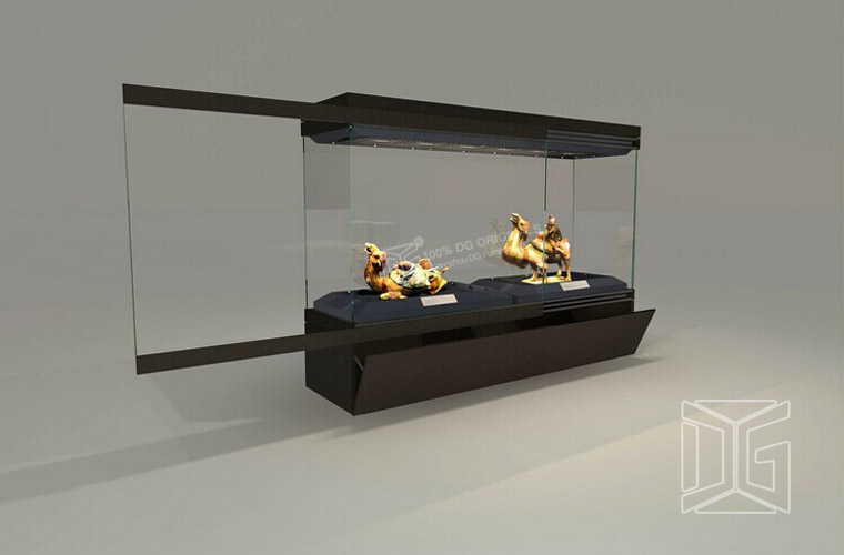 Modern Wooden Ultra Clear Glass Museum Pedestal