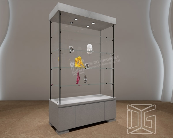 معرض دي جي، عرض متحفي، خزائن عرض، تصميم داخلي بقاعدة من الزجاج الرقائقي 1