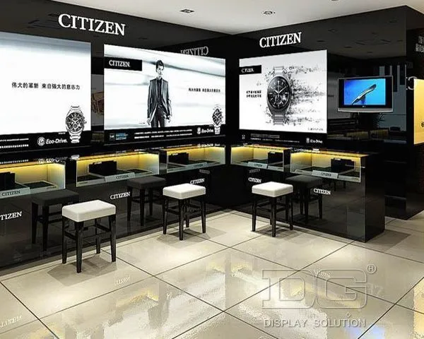 DG Showcase Luksus Brand Island Ur Display Skab Butiksdekoration Til CITIZEN 1