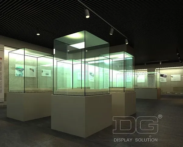 DG Showcase Museum Free Standing Tall Cabinet Design Transparent Glass Showcase Manufacturer 1