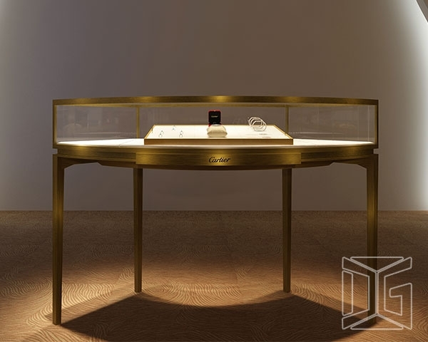 DG Showcase High end jewelry display case custom fan shaped display showcase 1