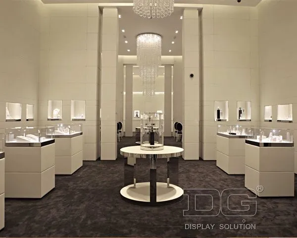 DG Showcase White Jewellery Shop Display Cabinets Jewelry Showcase With Led Lighted 1