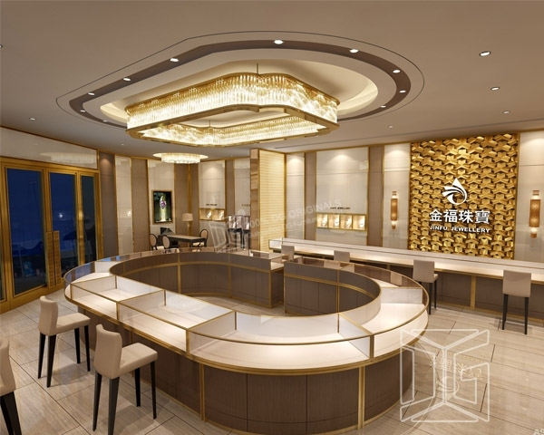 DG Showcase Luxury Jewelry Showcase Display Golden Jewelry Store Interior Design 1