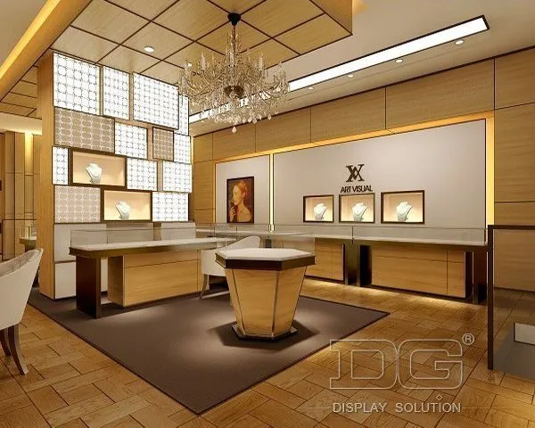 DG Showcase High End Showcase Display Interior Design ng Luxury Jewellery Showroom 1