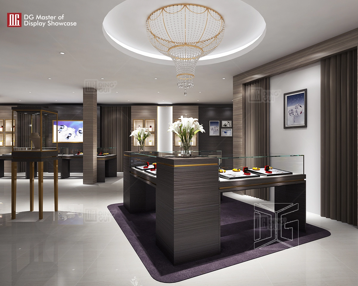 DG Showcase Custom εμπορικό κέντρο κοσμηματοπωλείο βιτρίνα τοίχου βιτρίνα πολυτελές σχέδιο ντουλαπιού 1