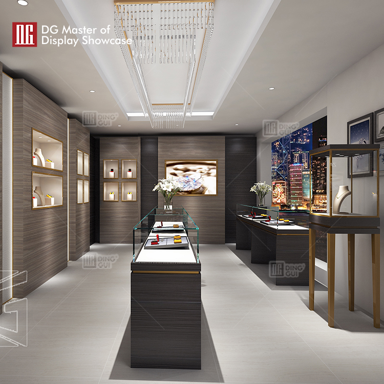 DG Showcase Custom εμπορικό κέντρο κοσμηματοπωλείο βιτρίνα τοίχου βιτρίνα πολυτελές σχέδιο ντουλαπιού 12