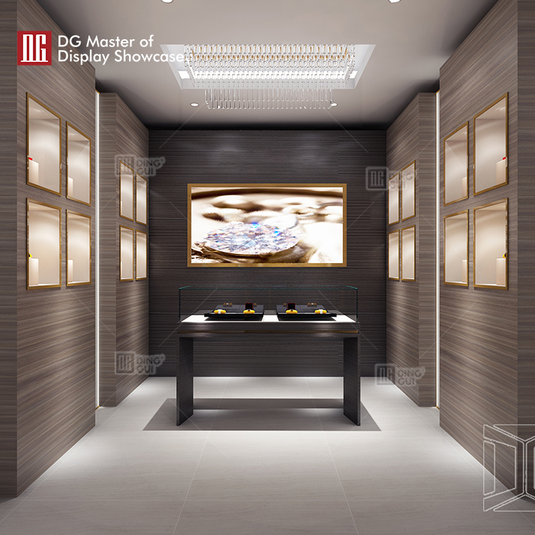 DG Showcase Custom εμπορικό κέντρο κοσμηματοπωλείο βιτρίνα τοίχου βιτρίνα πολυτελές σχέδιο ντουλαπιού 11
