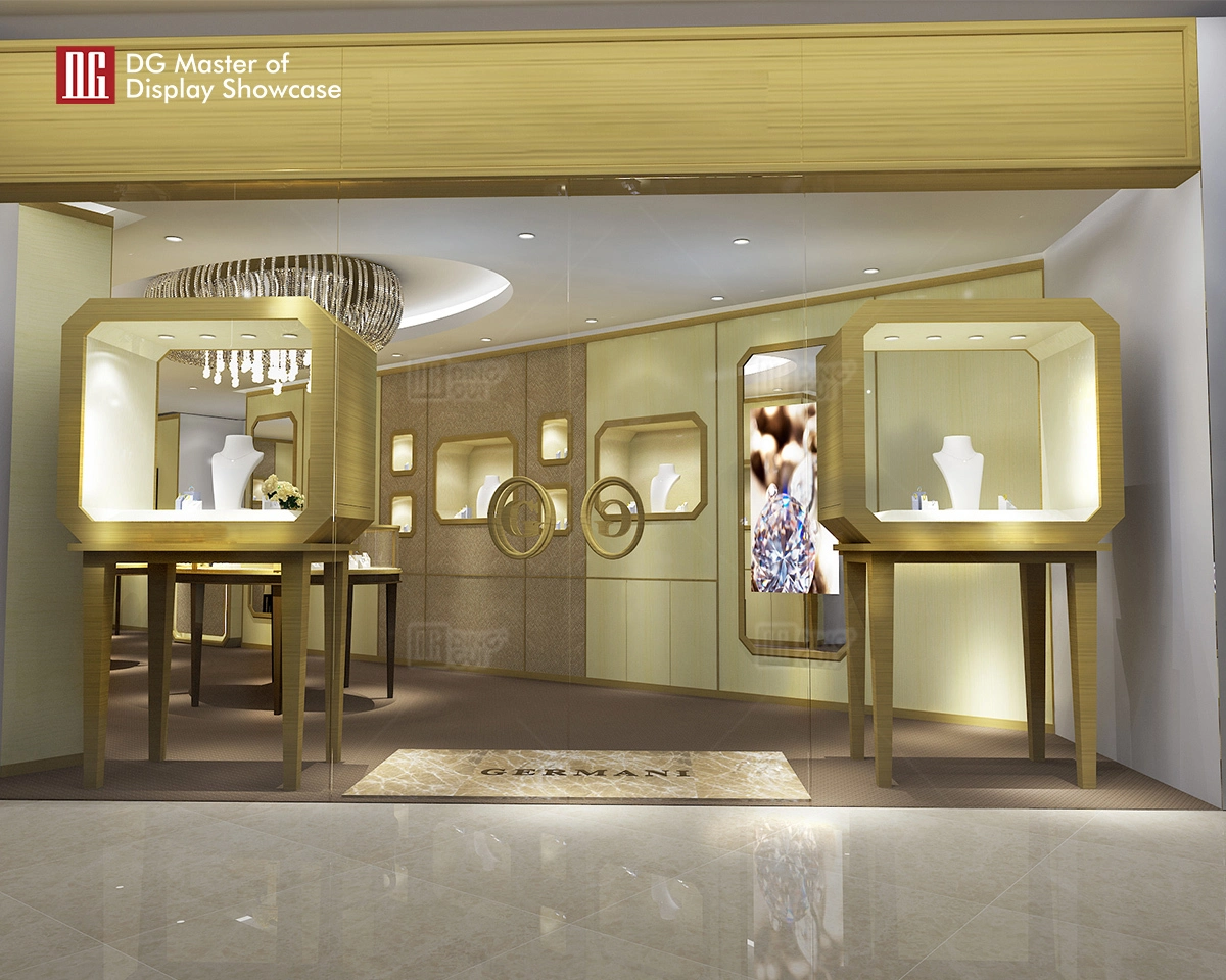 DG Showcase High quality jewellery showroom metal display showcase designs manufacturer 1