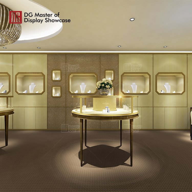 Custom gold showroom decoration wholesale Manufacturer | DG Display Showcase 8