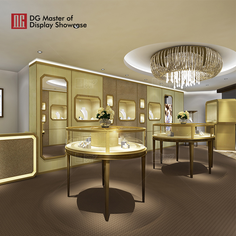 Custom gold showroom decoration wholesale Manufacturer | DG Display Showcase 6