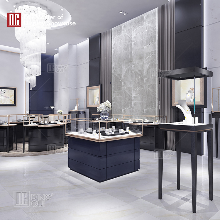 DG udstillingsvindue brugerdefineret luksus smykkebutik design udstillingsskab firma 9