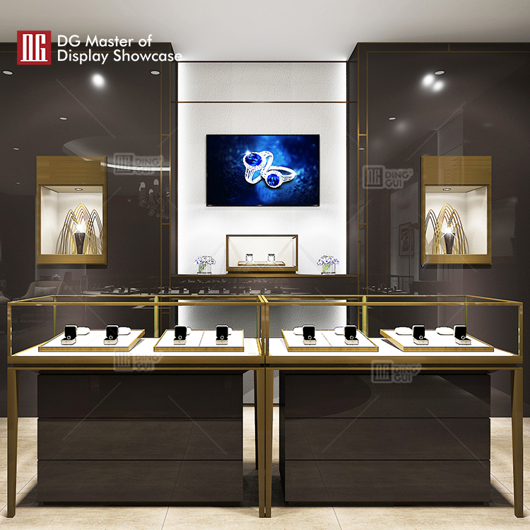 DG Showcase Factory Direct Showcase Stand Jewellery Counter Display Gold Jewelry Showroom 8